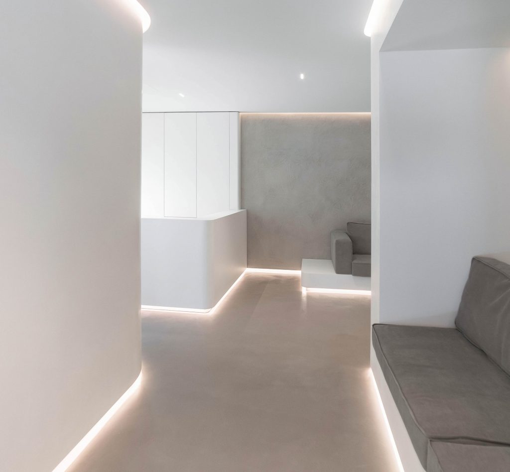 curved surfaces white and grey clear minimal design