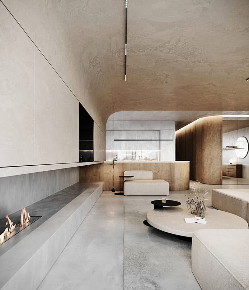 αρχιτεκτονικό γραφείο Κηφισιά Αθήνα apartment renovation project living room curved geometries