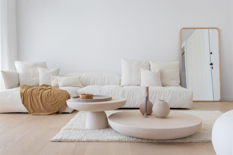 living room apartment minimal white tones