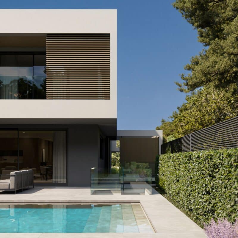 residence in ekali with swimming pool minimal design