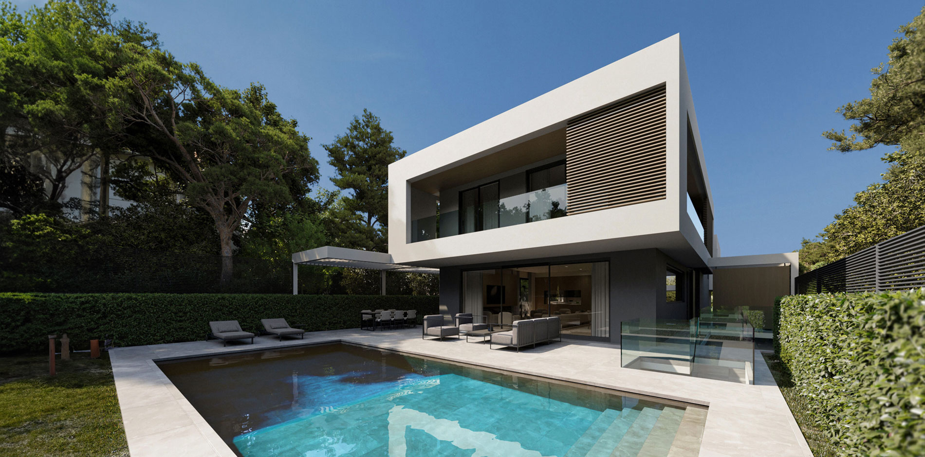 Residence's pool and budling's details 