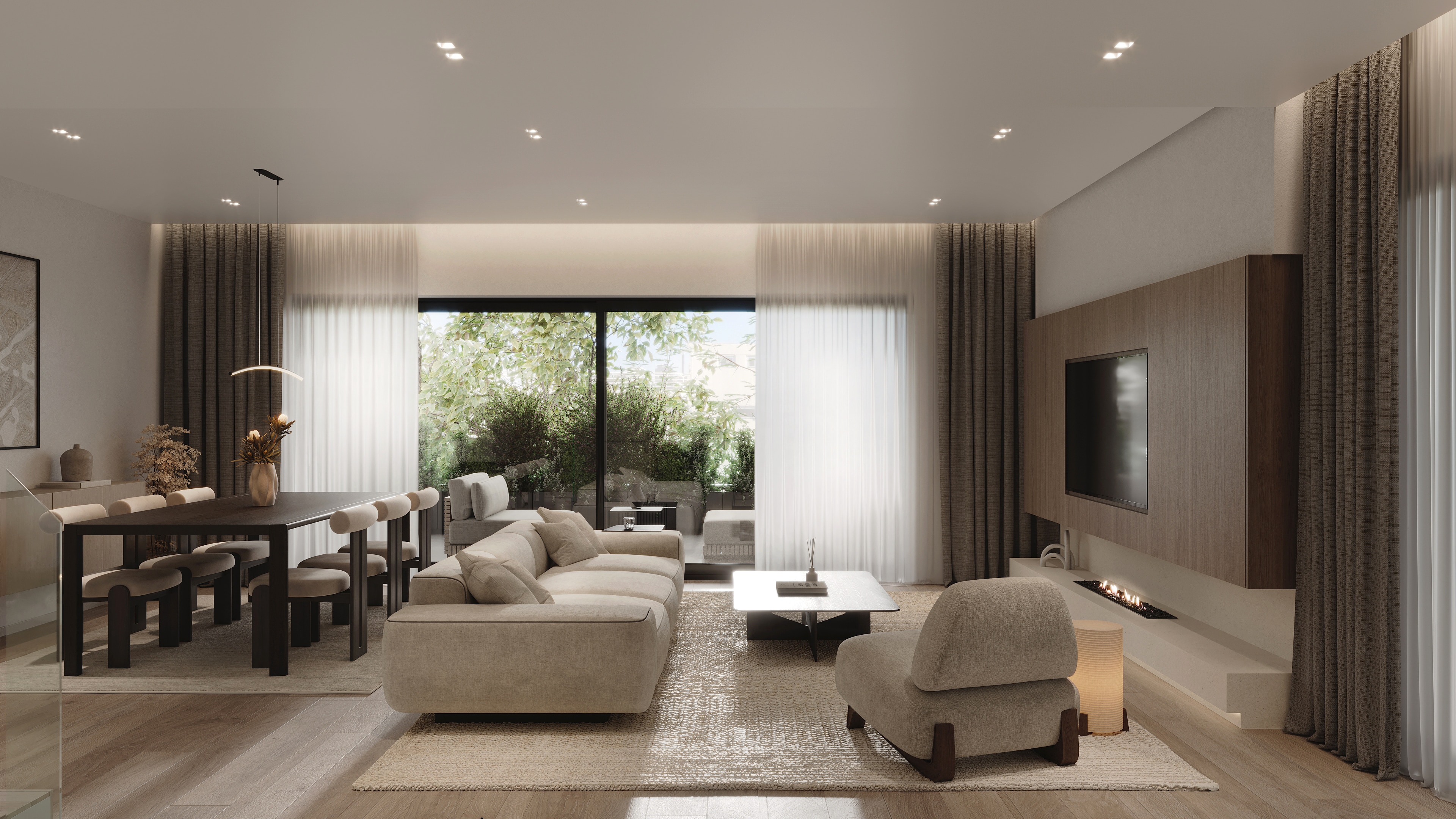 Living room of a contemporary residential complex in Kifisia, Athens, Greece
