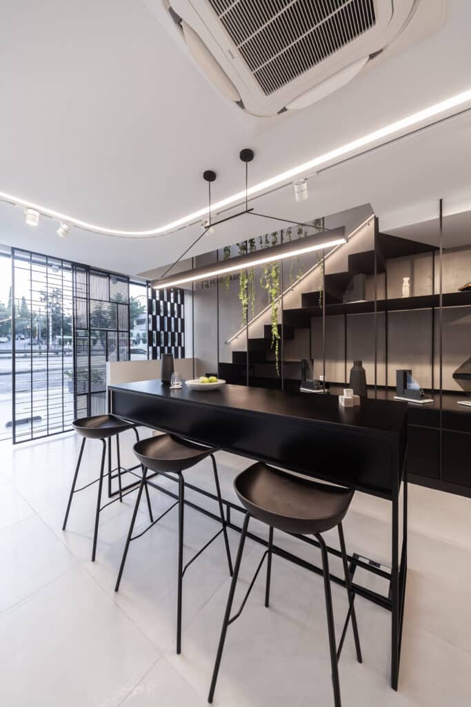 waiting room metal staircase furniture architectural design